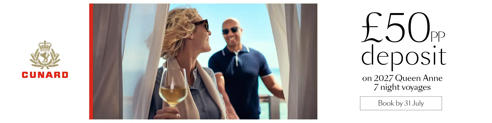 Cunard £50pp Deposit on 2027 Queen Anne 7 night sailings